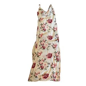 Forever 21 Cream Floral Slit Dress